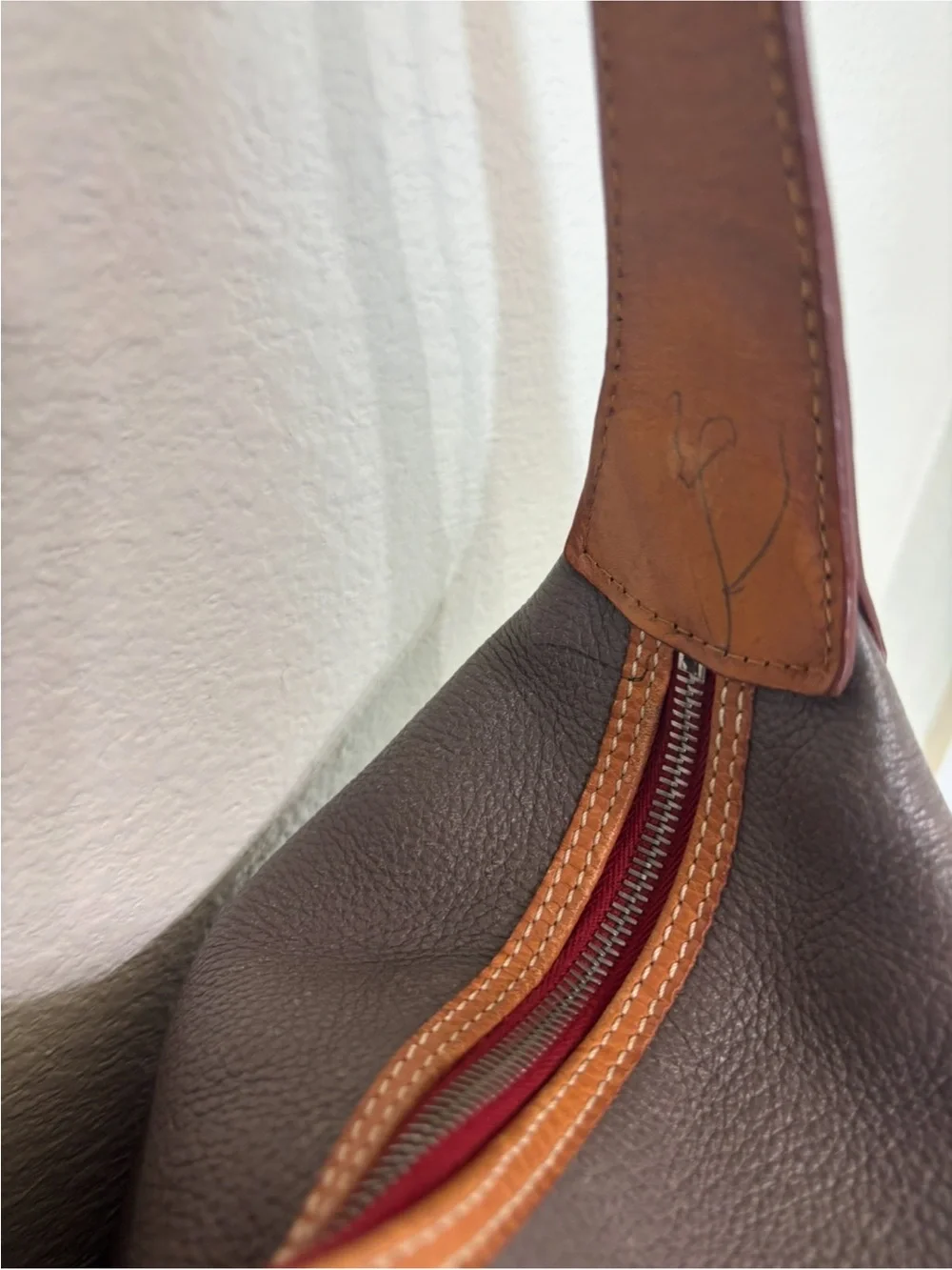 Dooney & Bourke gray and Tan Leather Hobo Bag
